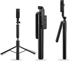 Black Foldable Selfie Stick with Tripod Base