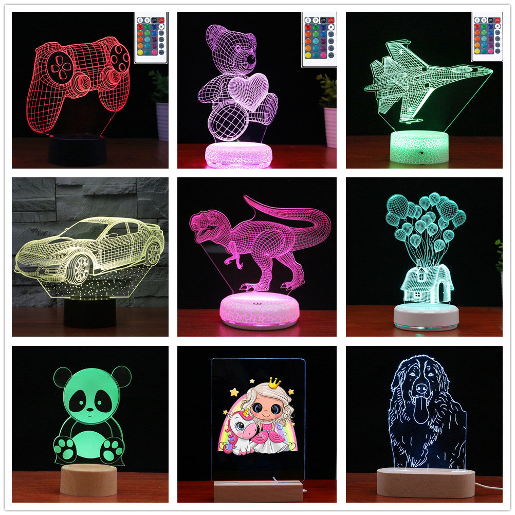 3D Touch Light Night Lamp Remote Control White